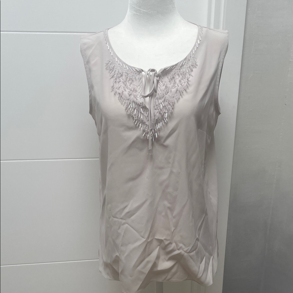 Elie Tahari Pale Blush Embellished Sleeveless Blouse